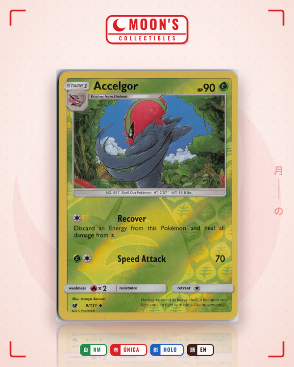 Carta Pokémon Accelgor · Crimson Invasion #9/111 (NM) — pieza única en Moon's Collectibles México
