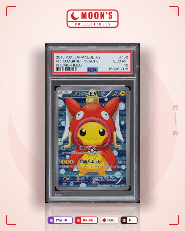 Carta Pokémon Pretend Magikarp Pikachu · Japanese XY #150 (PSA 10) — pieza única en Moon's Collectibles México