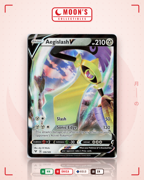 Carta Pokémon Aegislash V · Vivid Voltage #126/185 (NM) — pieza única en Moon's Collectibles México