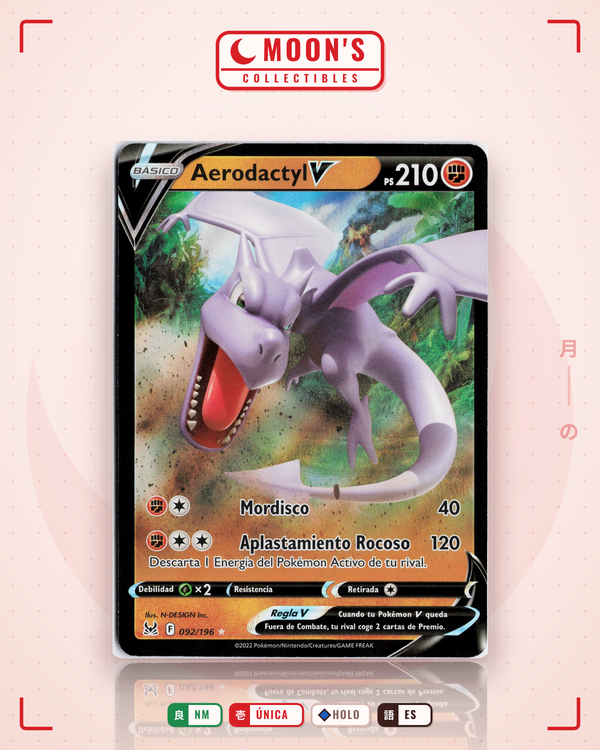 Carta Pokémon Aerodactyl V · Lost Origin #092/196 (NM) — pieza única en Moon's Collectibles México