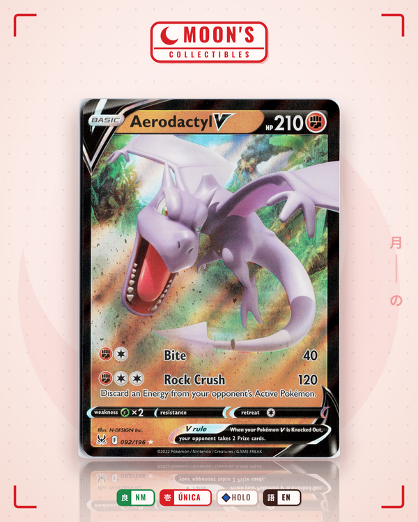 Carta Pokémon Aerodactyl V · Lost Origin #092/196 (NM) — pieza única en Moon's Collectibles México