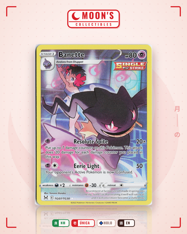 Carta Pokémon Banette · Lost Origin Trainer Gallery #TG07/TG30 (NM) — pieza única en Moon's Collectibles México