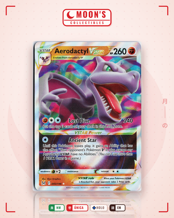 Carta Pokémon Aerodactyl VSTAR · Lost Origin #093/196 (NM) — pieza única en Moon's Collectibles México