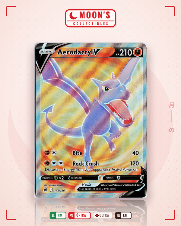 Carta Pokémon Aerodactyl V · Lost Origin #179/196 (NM) — pieza única en Moon's Collectibles México