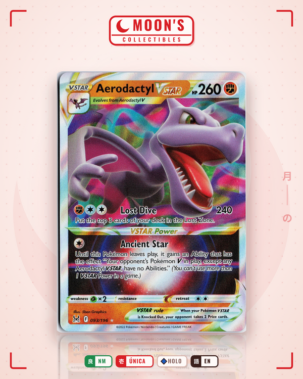Carta Pokémon Aerodactyl VSTAR · Lost Origin #093/196 (NM) — pieza única en Moon's Collectibles México