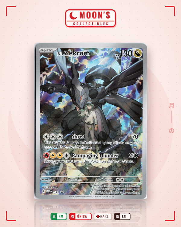 Carta Pokémon N's Zekrom · Mega Evolution Black Star Promos #031 (NM) — pieza única en Moon's Collectibles México