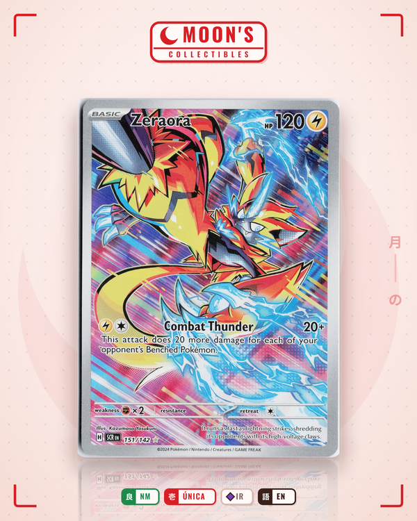 Carta Pokémon Zeraora · Stellar Crown #151/142 (NM) — pieza única en Moon's Collectibles México