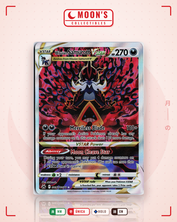 Carta Pokémon Hisuian Samurott VSTAR · Crown Zenith Galarian Gallery #GG52/GG70 (NM) — pieza única en Moon's Collectibles México