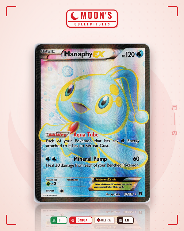 Carta Pokémon Manaphy-EX · BREAKpoint #116/122 (LP) — pieza única en Moon's Collectibles México