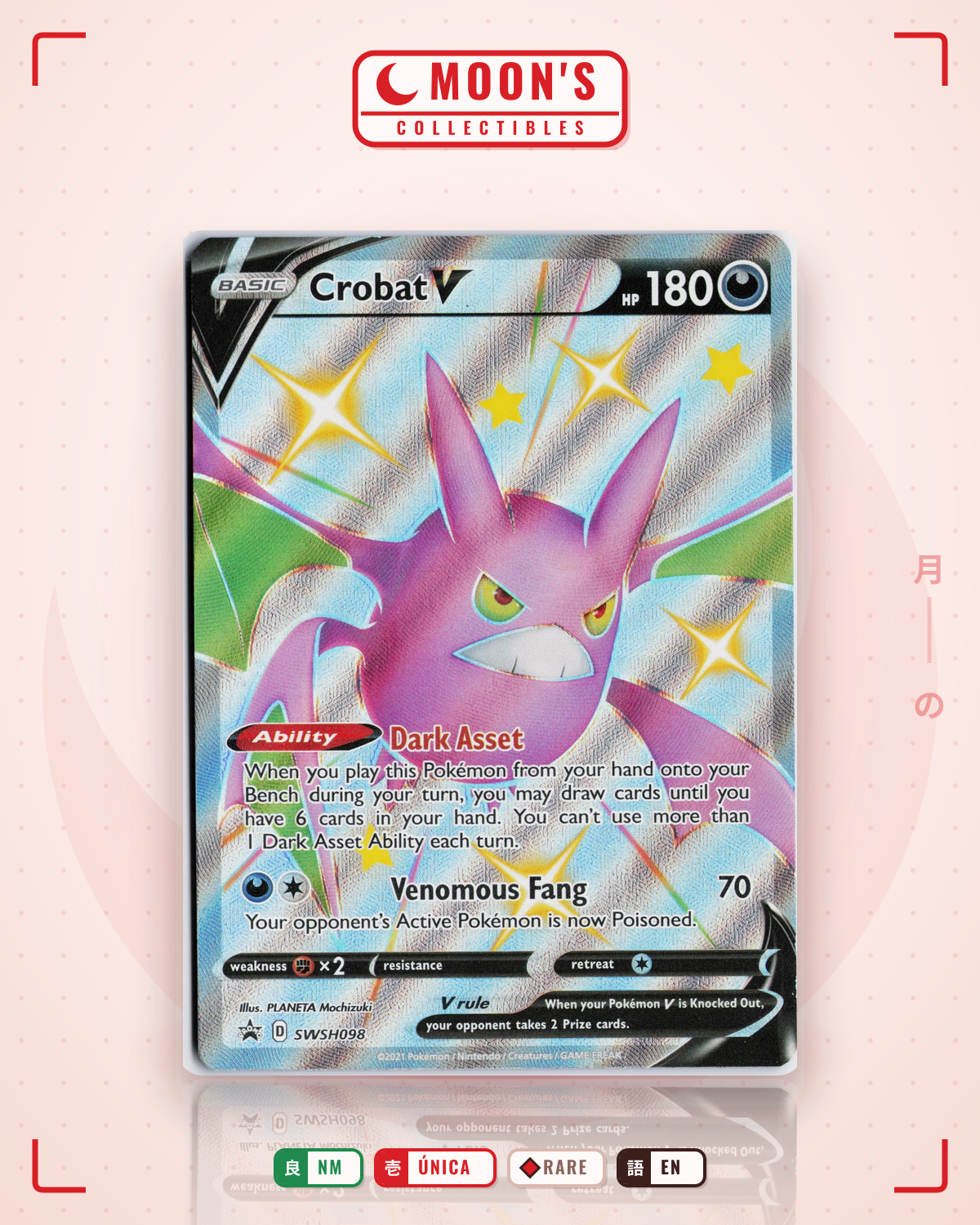 Carta Pokémon Crobat V · SWSH Black Star Promos #SWSH098 (NM) — pieza única en Moon's Collectibles México
