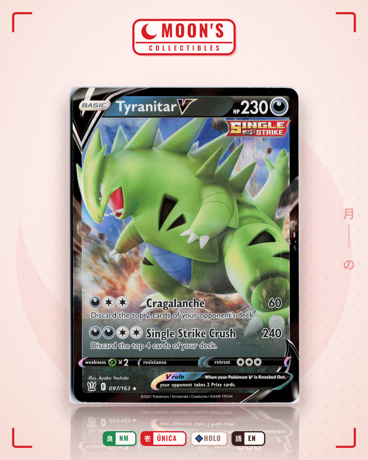 Carta Pokémon Tyranitar V · Battle Styles #097/163 (NM) — pieza única en Moon's Collectibles México