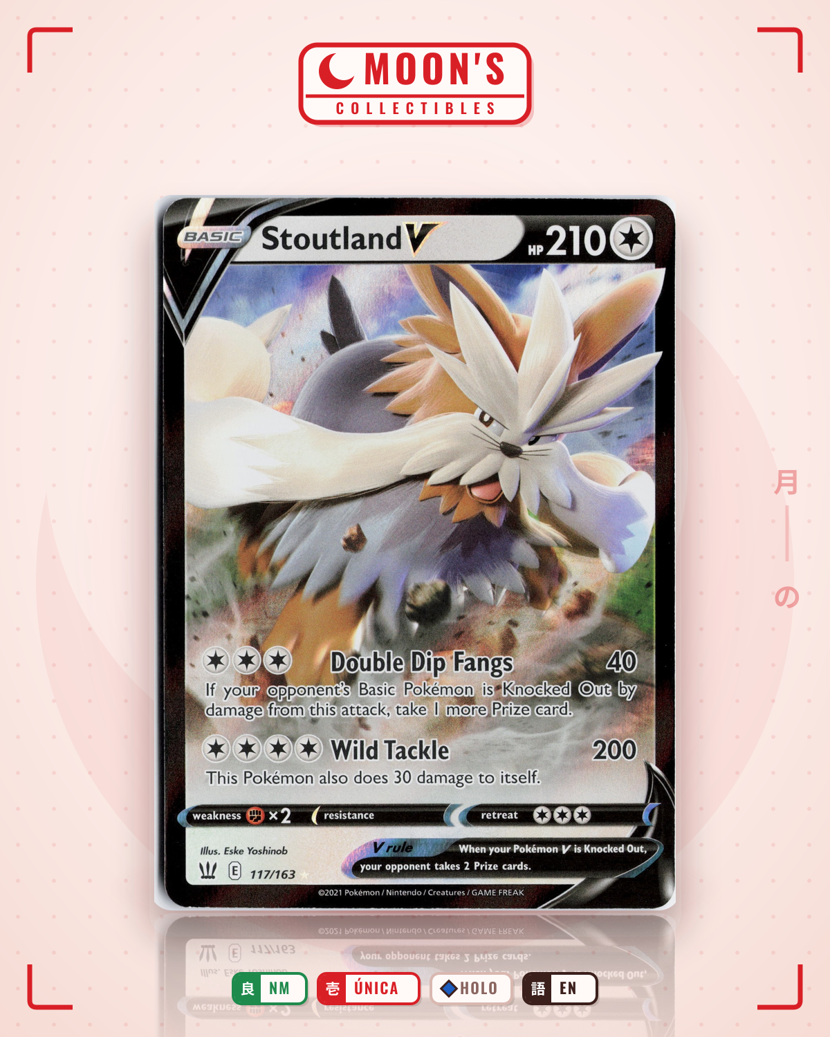 Carta Pokémon Stoutland V · Battle Styles #117/163 (NM) — pieza única en Moon's Collectibles México