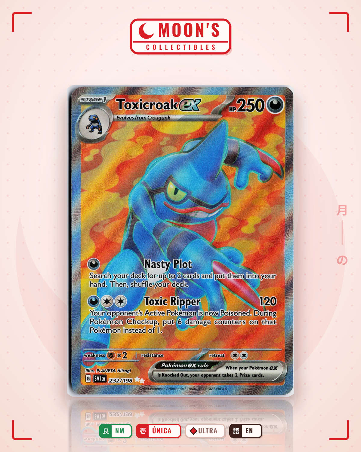 Carta Pokémon Toxicroak ex · Scarlet & Violet #232/198 (NM) — pieza única en Moon's Collectibles México
