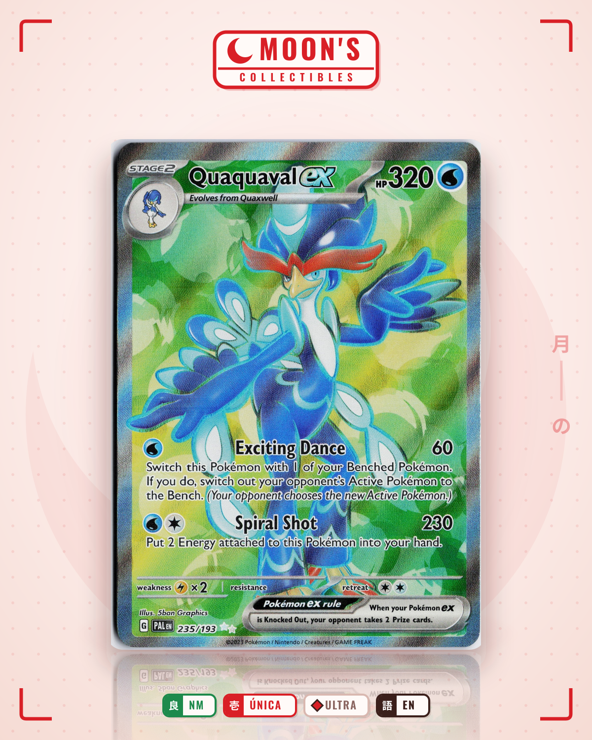 Carta Pokémon Quaquaval ex · Paldea Evolved #235/193 (NM) — pieza única en Moon's Collectibles México