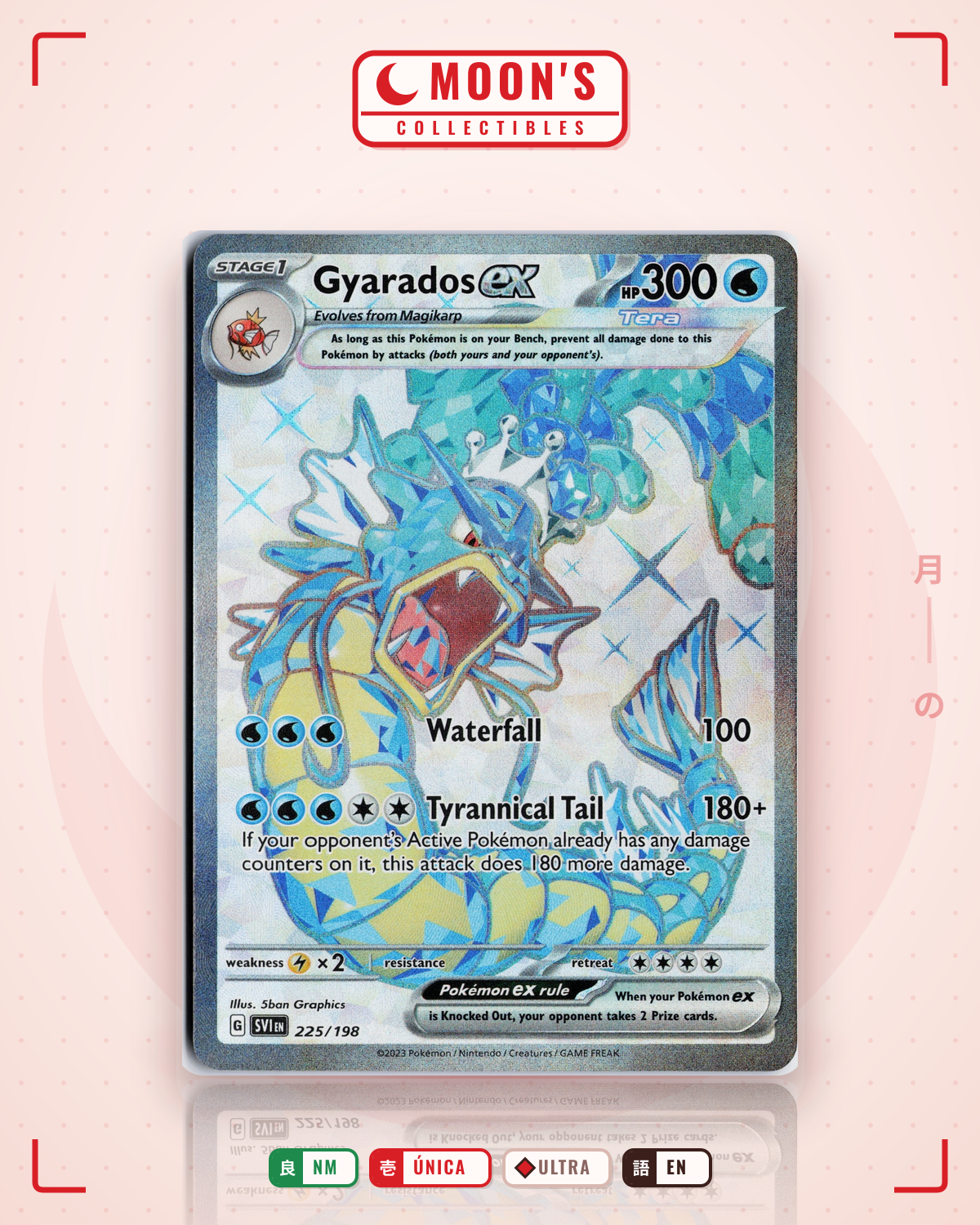Carta Pokémon Gyarados ex · Scarlet & Violet #225/198 (NM) — pieza única en Moon's Collectibles México