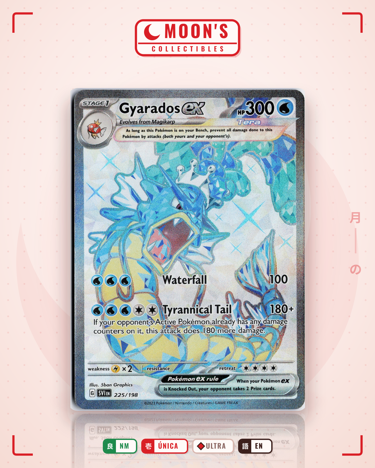 Carta Pokémon Gyarados ex · Scarlet & Violet #225/198 (NM) — pieza única en Moon's Collectibles México