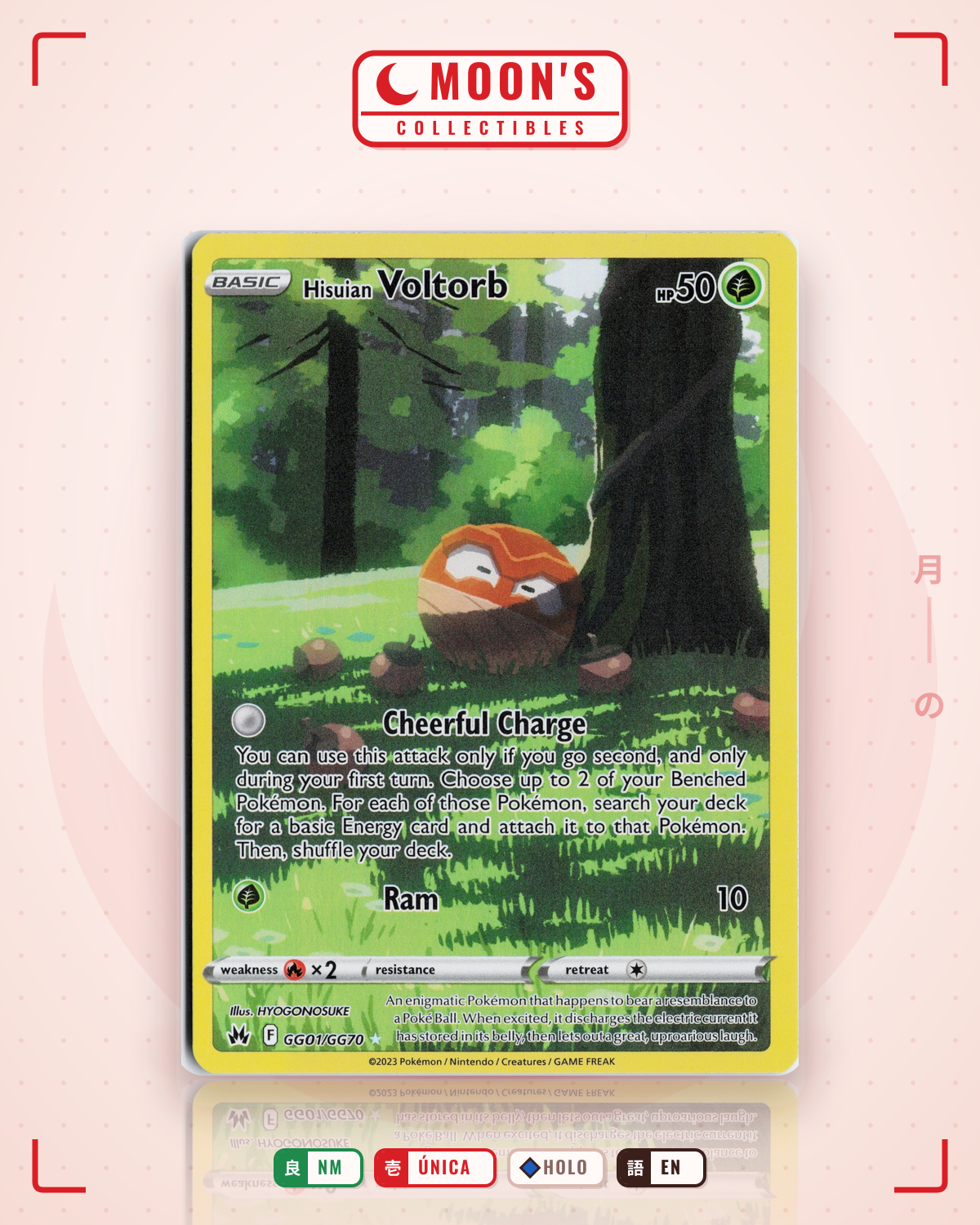 Carta Pokémon Hisuian Voltorb · Crown Zenith Galarian Gallery #GG01/GG70 (NM) — pieza única en Moon's Collectibles México