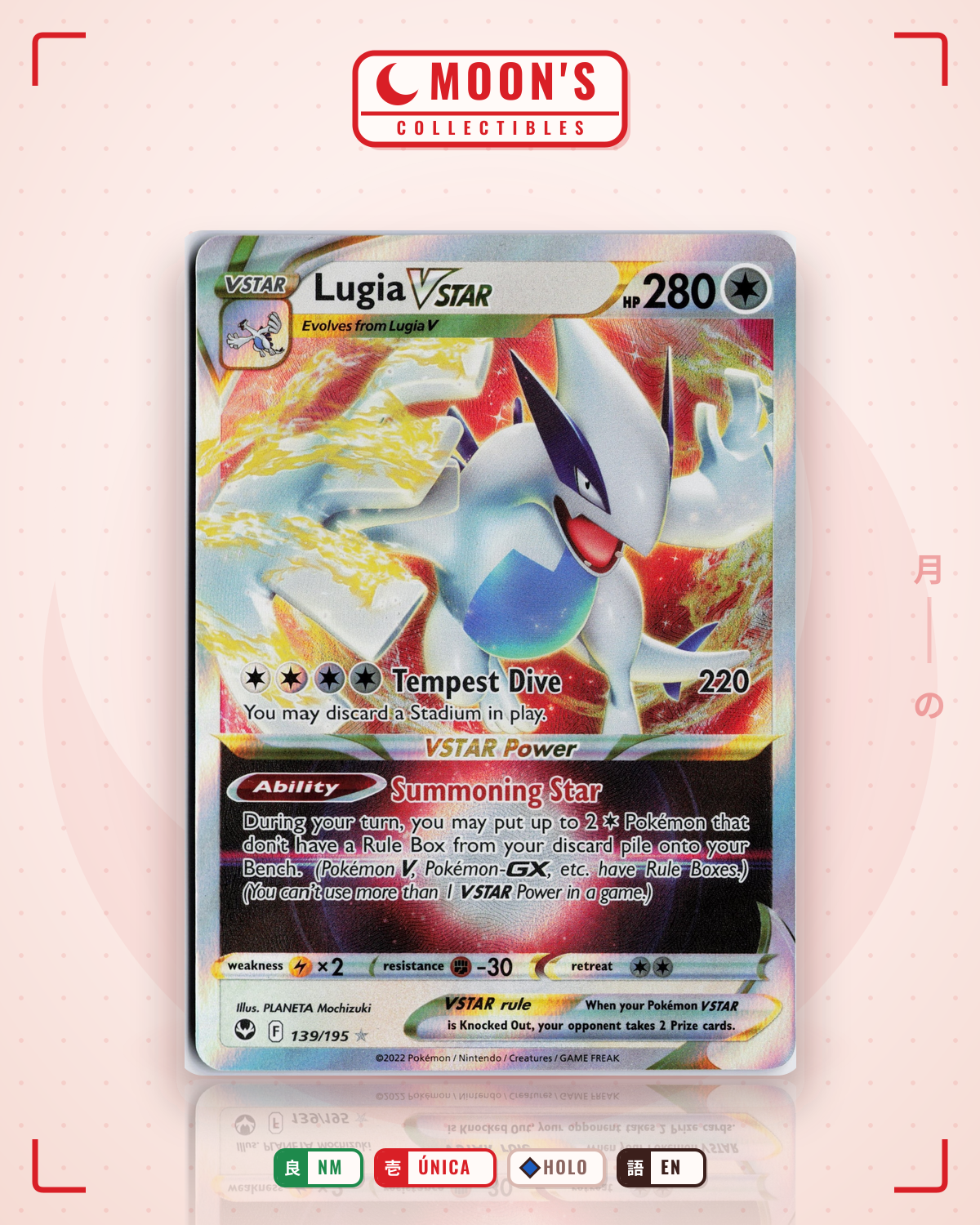 Carta Pokémon Lugia VSTAR · Silver Tempest #139/195 (NM) — pieza única en Moon's Collectibles México