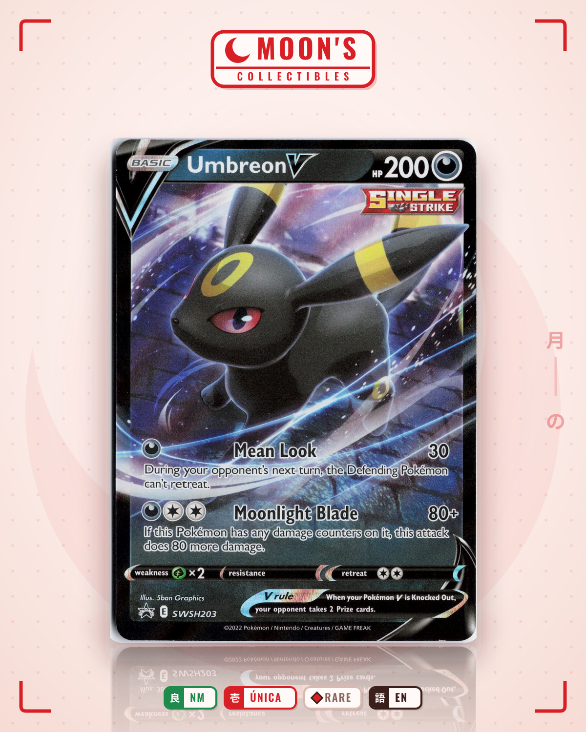 Carta Pokémon Umbreon V · SWSH Black Star Promos #SWSH203 (NM) — pieza única en Moon's Collectibles México