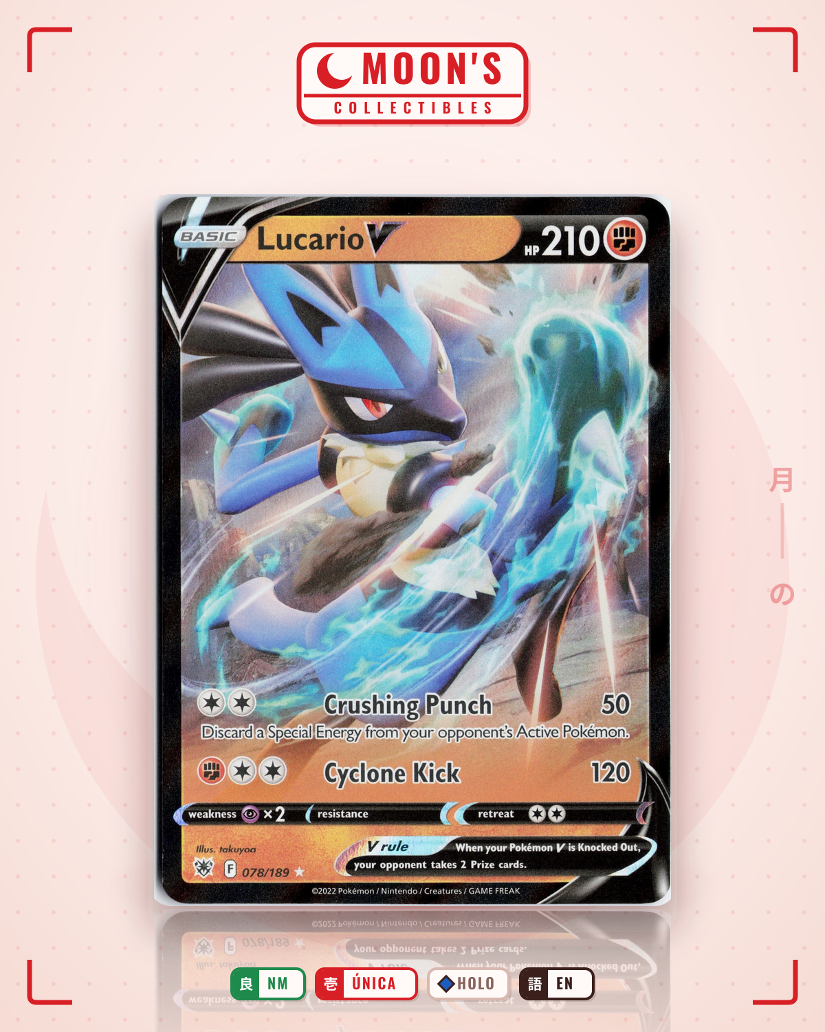 Carta Pokémon Lucario V · Astral Radiance #078/189 (NM) — pieza única en Moon's Collectibles México