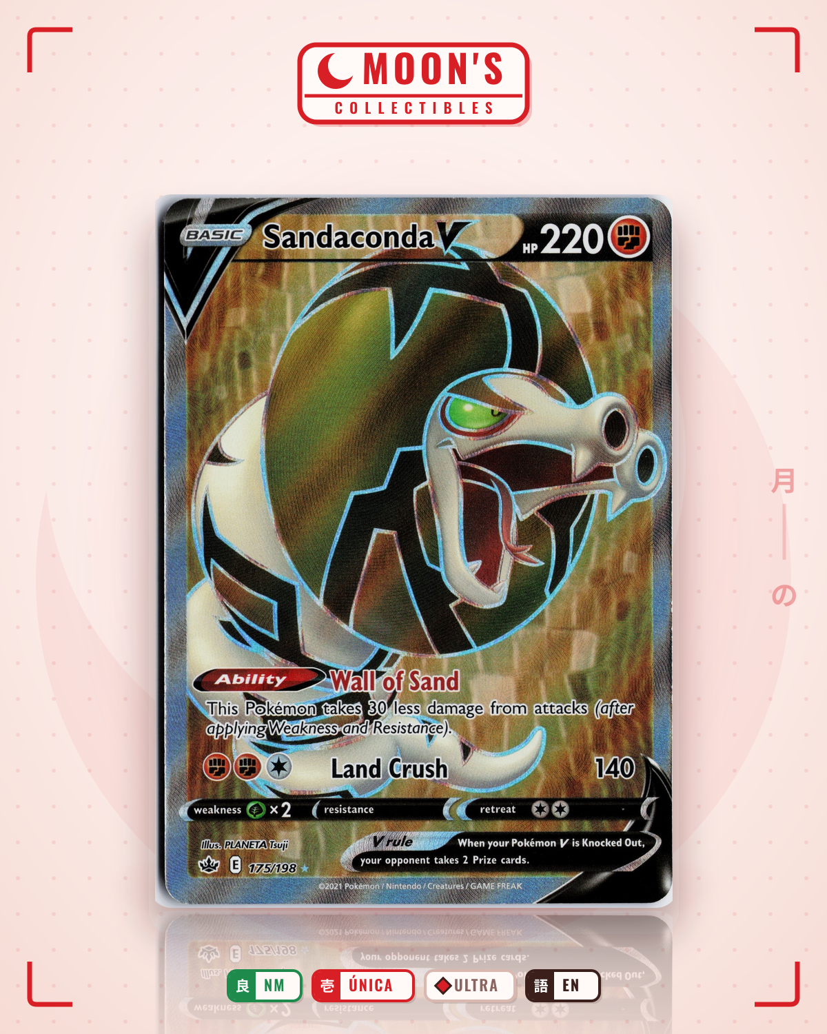 Carta Pokémon Sandaconda V · Chilling Reign #175/198 (NM) — pieza única en Moon's Collectibles México