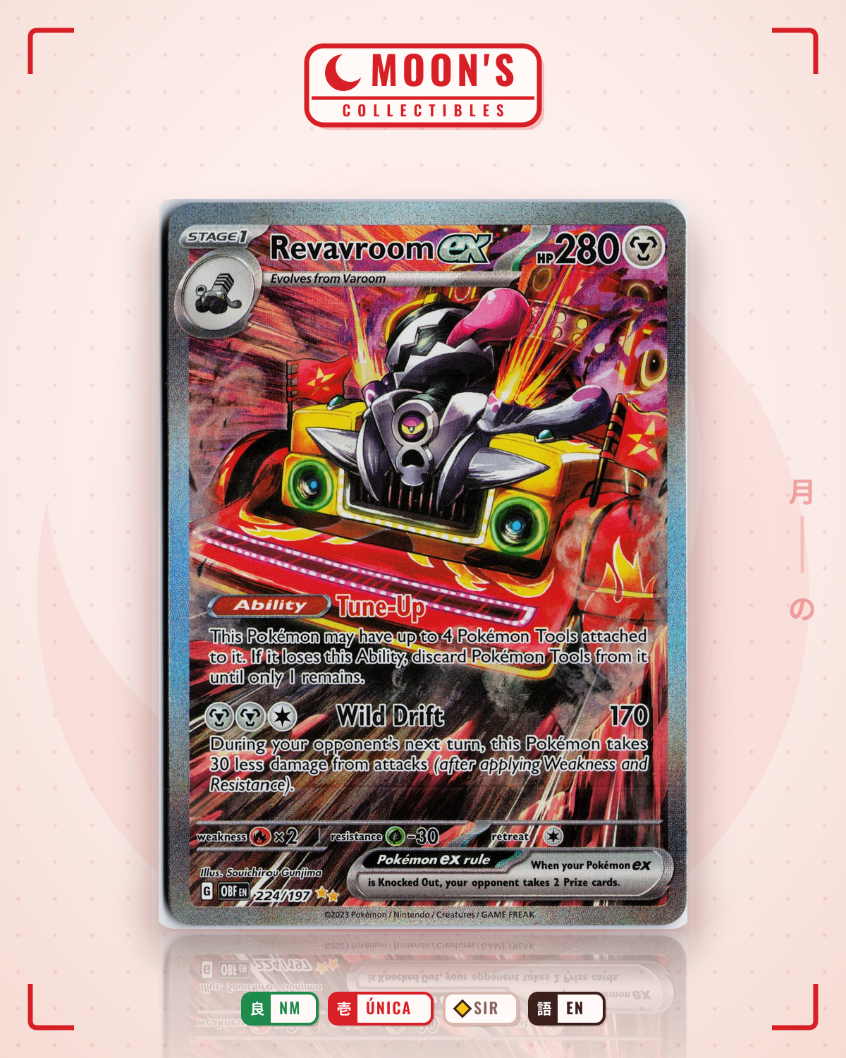 Carta Pokémon Revavroom ex · Obsidian Flames #224/197 (NM) — pieza única en Moon's Collectibles México