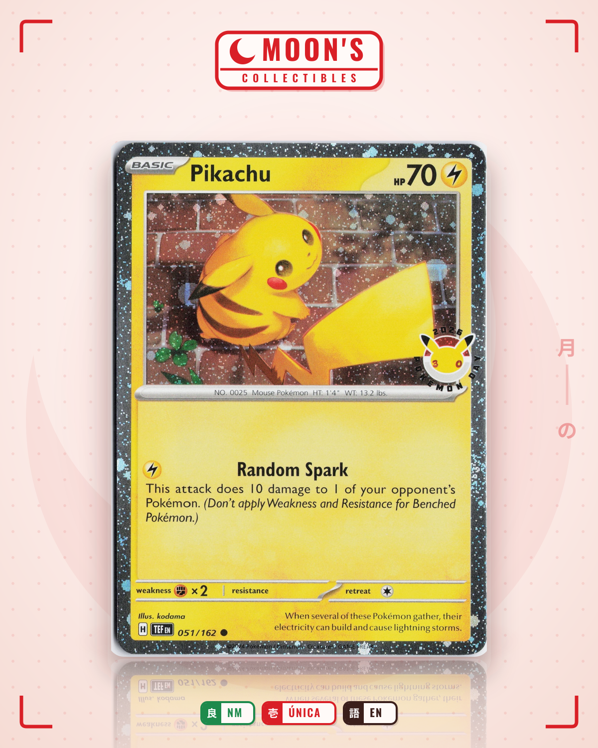 Carta Pokémon Pikachu · Temporal Forces #051/162 (NM) — pieza única en Moon's Collectibles México
