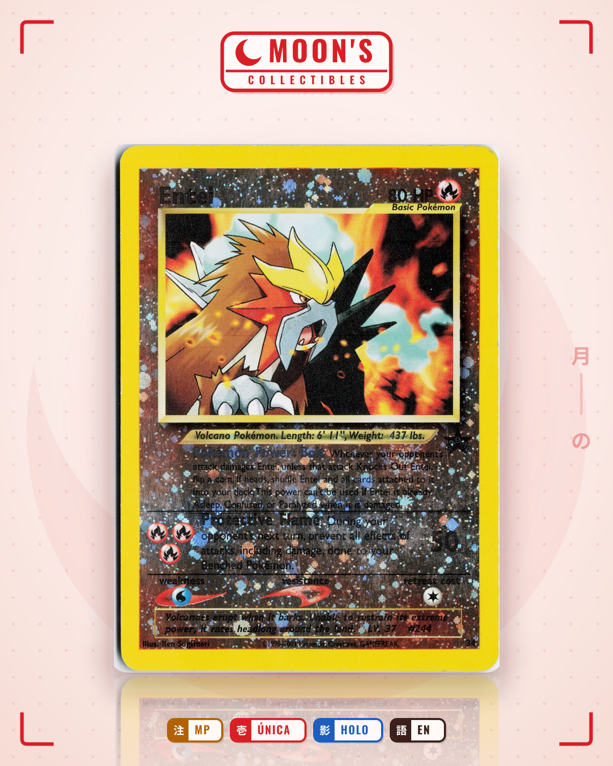 Carta Pokémon Entei · Wizards Black Star Promos #34 (MP) — pieza única en Moon's Collectibles México