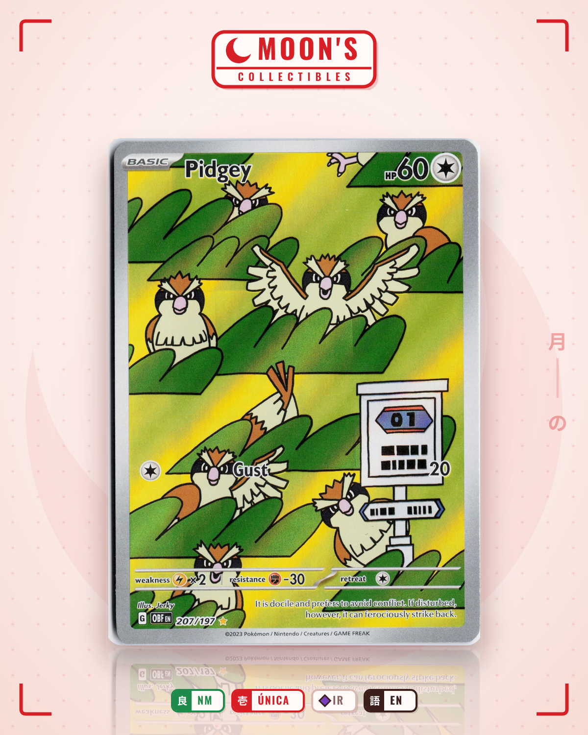Carta Pokémon Pidgey · Obsidian Flames #207/197 (NM) — pieza única en Moon's Collectibles México