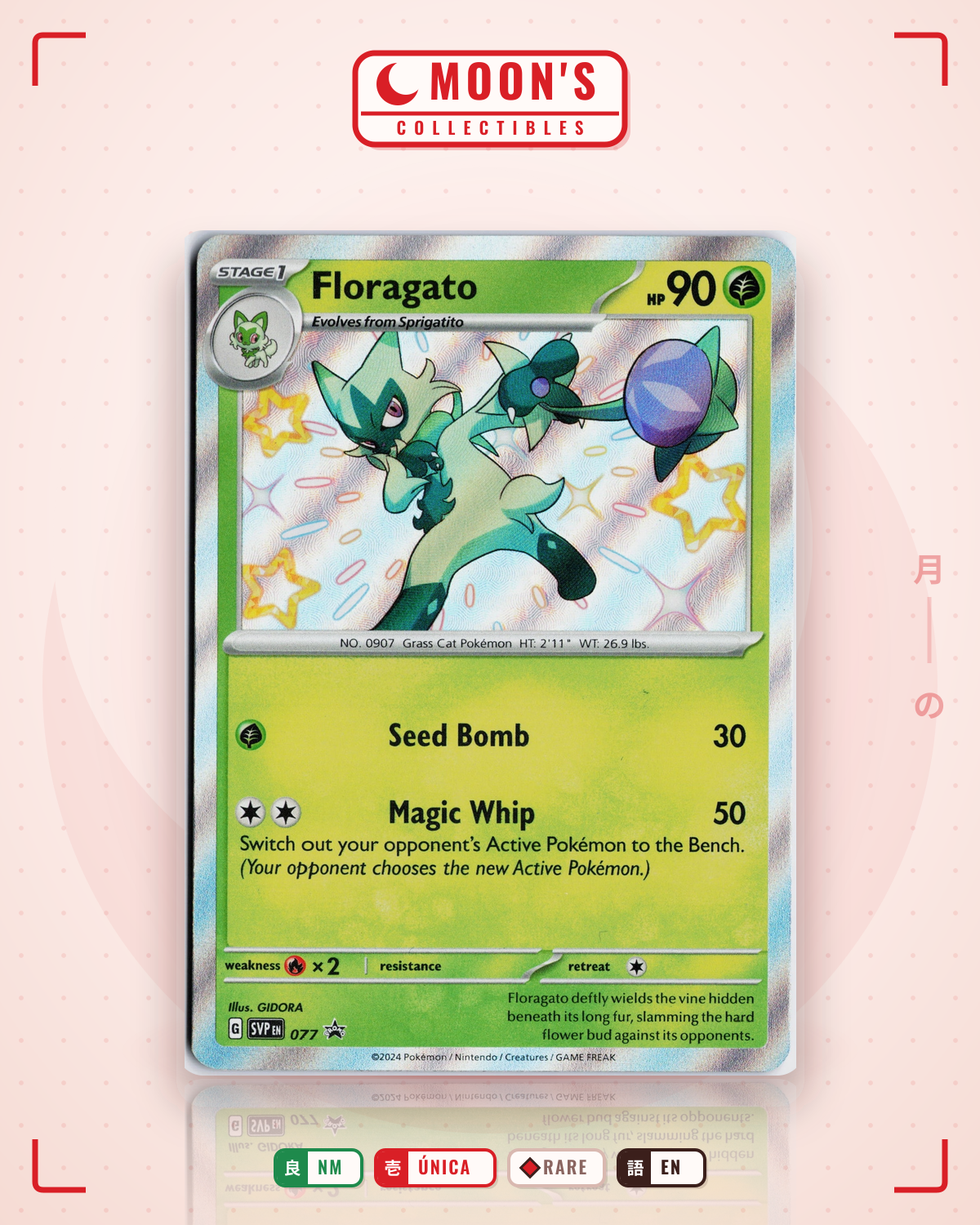 Carta Pokémon Floragato · Scarlet & Violet Black Star Promos #077 (NM) — pieza única en Moon's Collectibles México