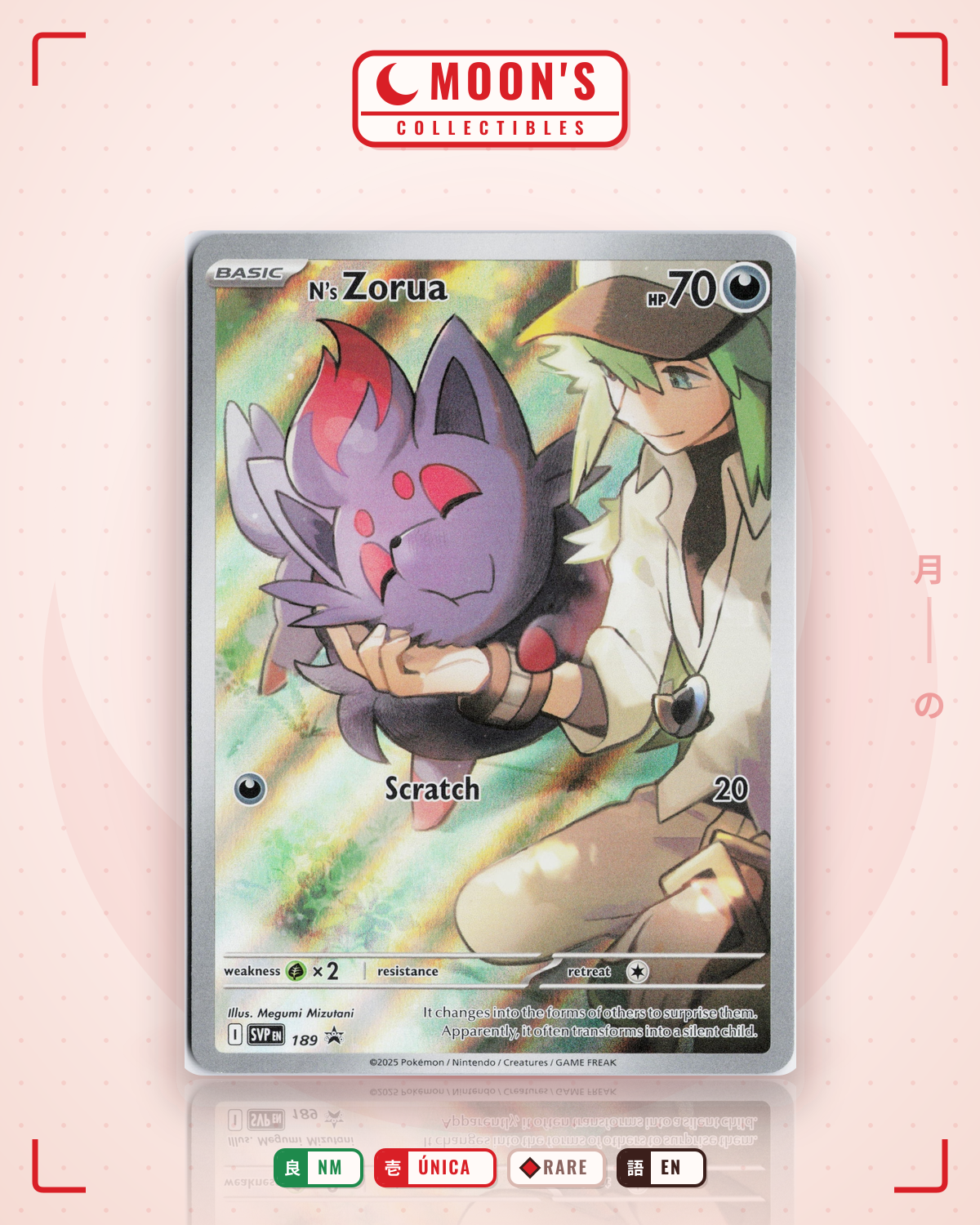 Carta Pokémon N's Zorua · Scarlet & Violet Black Star Promos #189 (NM) — pieza única en Moon's Collectibles México