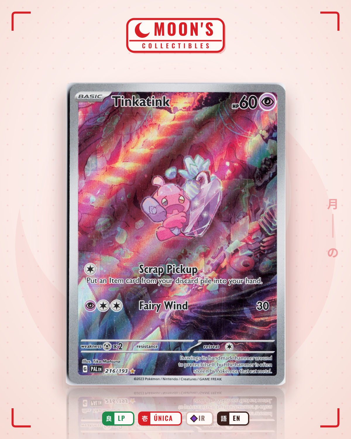 Carta Pokémon Tinkatink · Paldea Evolved #216/193 (LP) — pieza única en Moon's Collectibles México