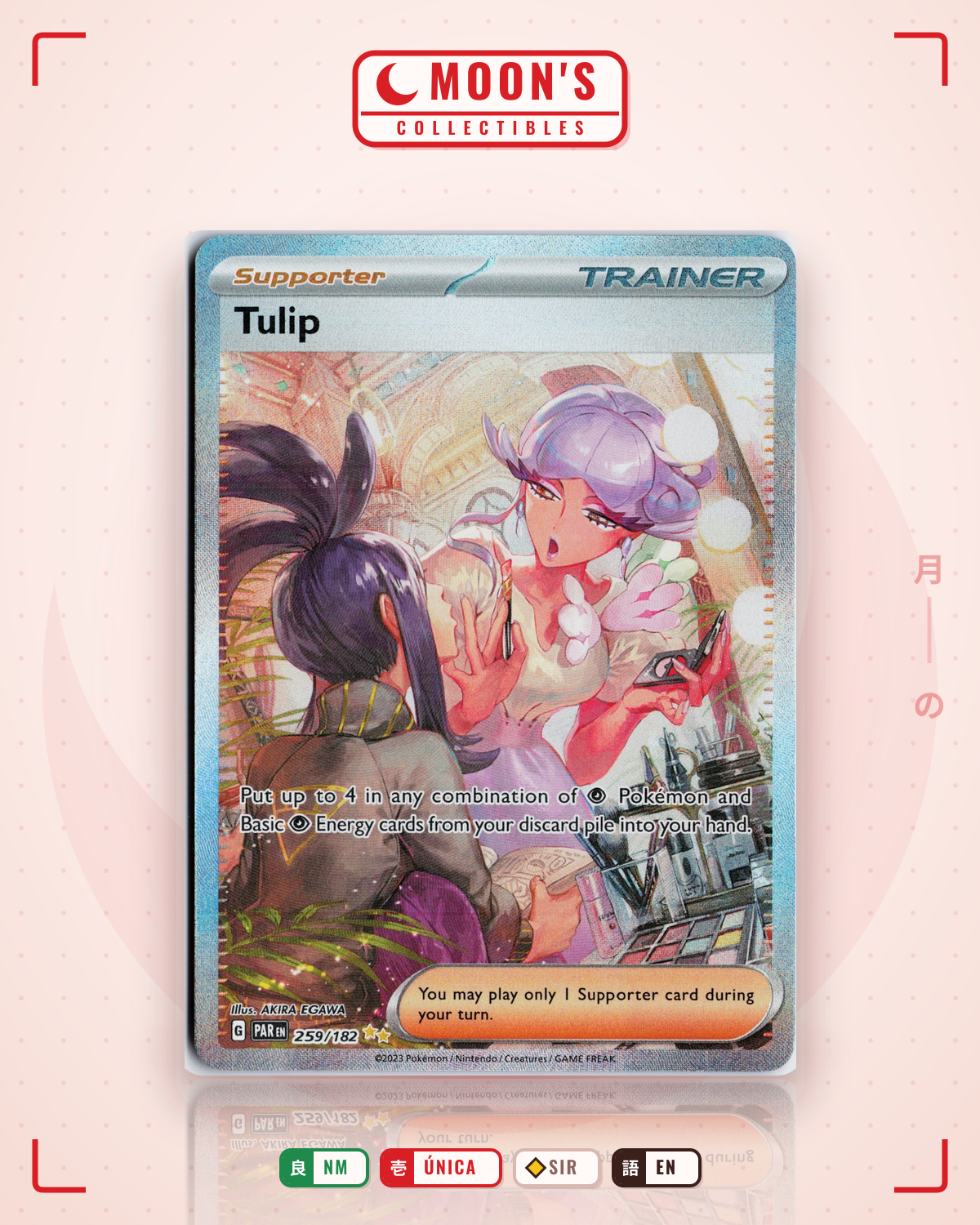 Carta Pokémon Tulip · Paradox Rift #259/182 (NM) — pieza única en Moon's Collectibles México