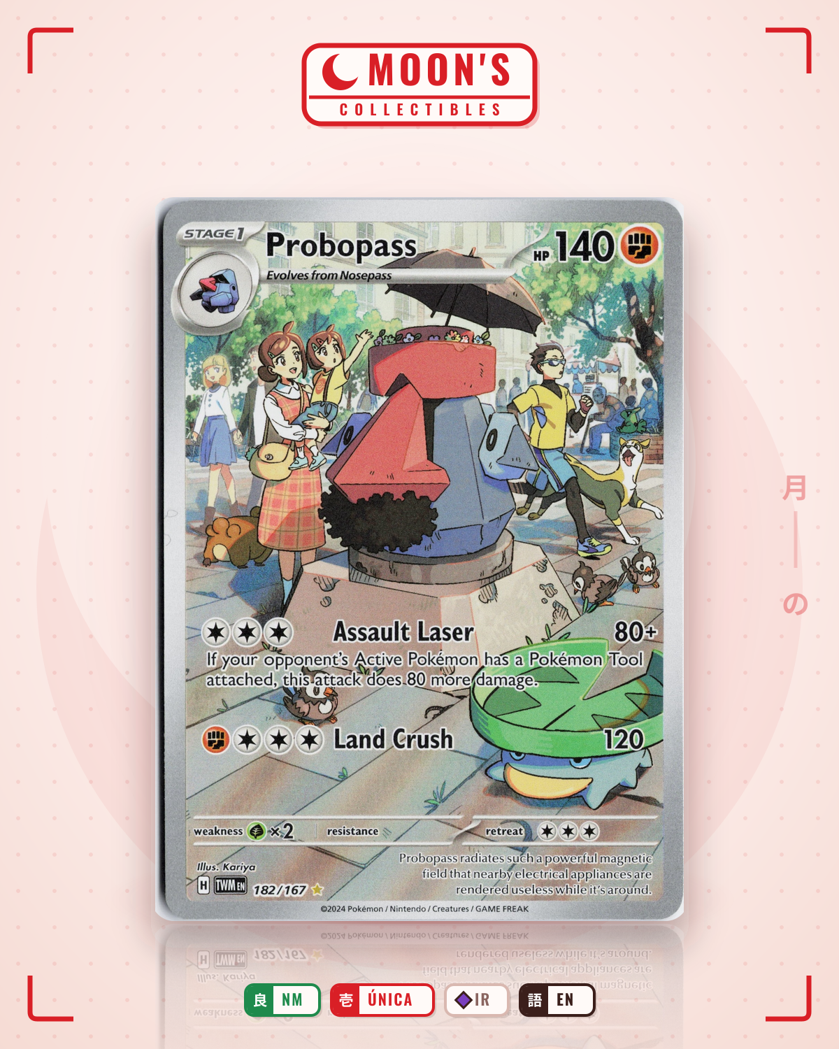 Carta Pokémon Probopass · Twilight Masquerade #182/167 (NM) — pieza única en Moon's Collectibles México
