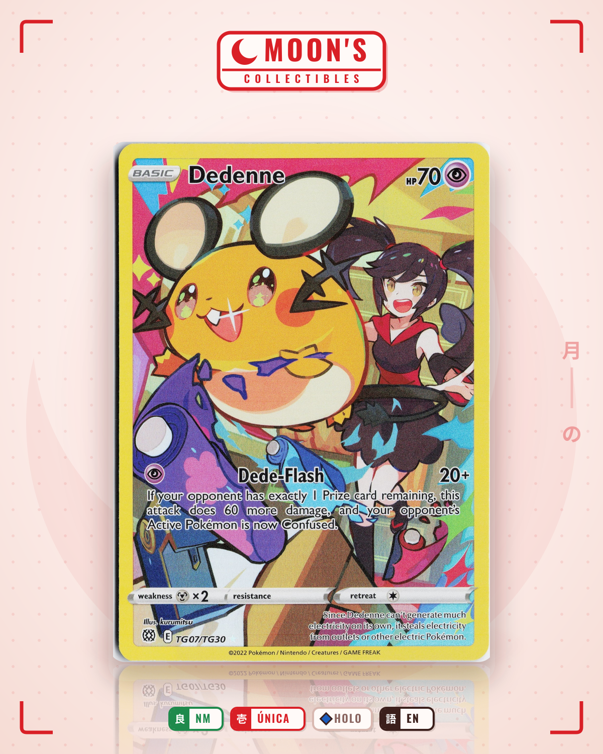 Carta Pokémon Dedenne · Brilliant Stars Trainer Gallery #TG07/TG30 (NM) — pieza única en Moon's Collectibles México