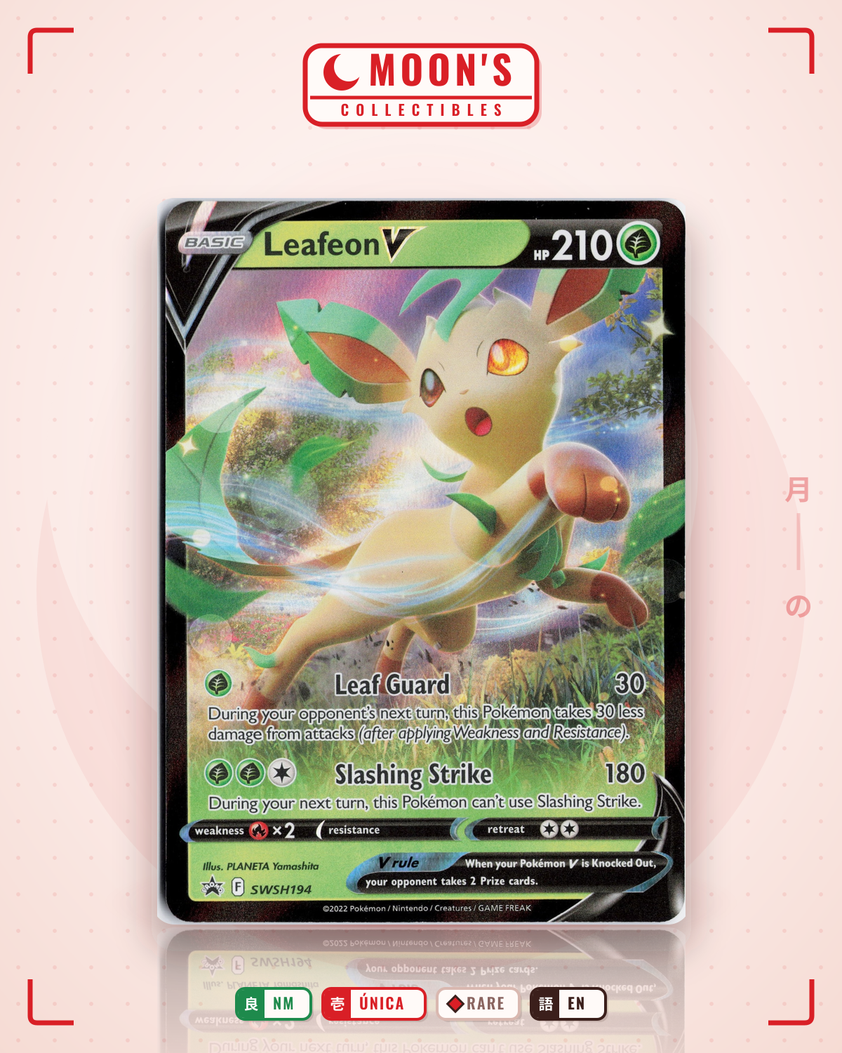 Carta Pokémon Leafeon V · SWSH Black Star Promos #SWSH194 (NM) — pieza única en Moon's Collectibles México