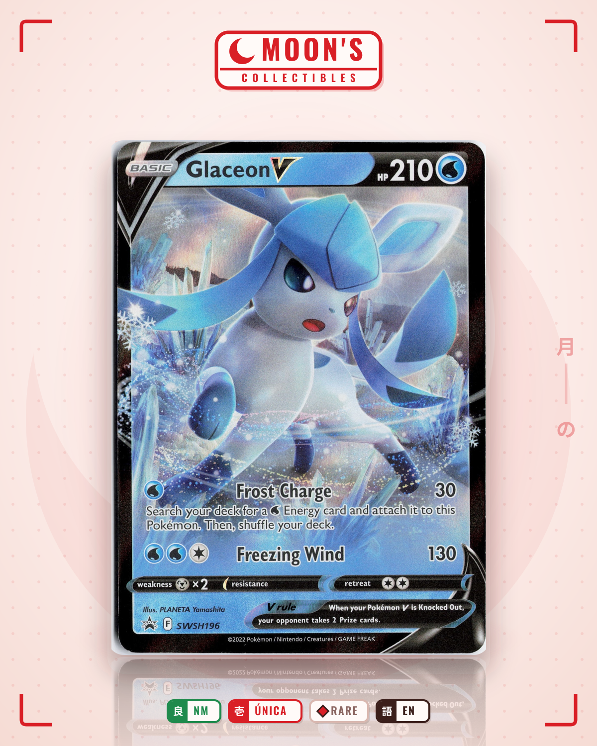 Carta Pokémon Glaceon V · SWSH Black Star Promos #SWSH196 (NM) — pieza única en Moon's Collectibles México