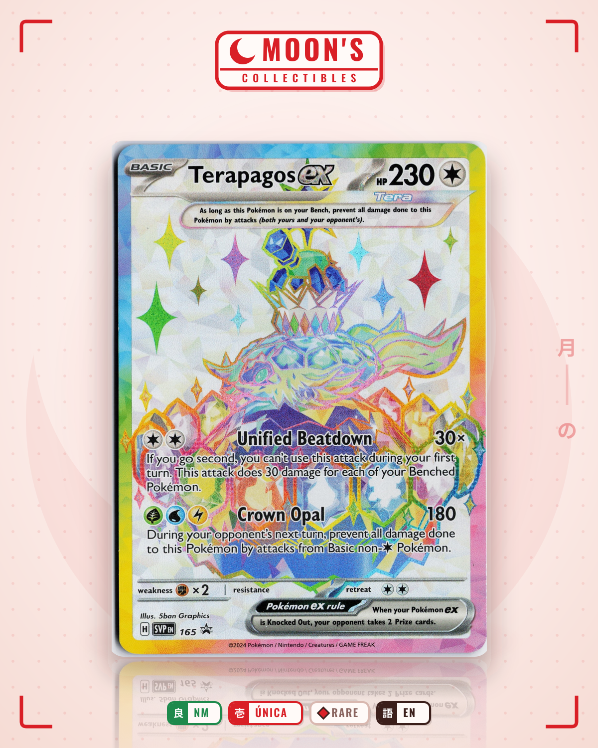 Carta Pokémon Terapagos ex · Scarlet & Violet Black Star Promos #165 (NM) — pieza única en Moon's Collectibles México