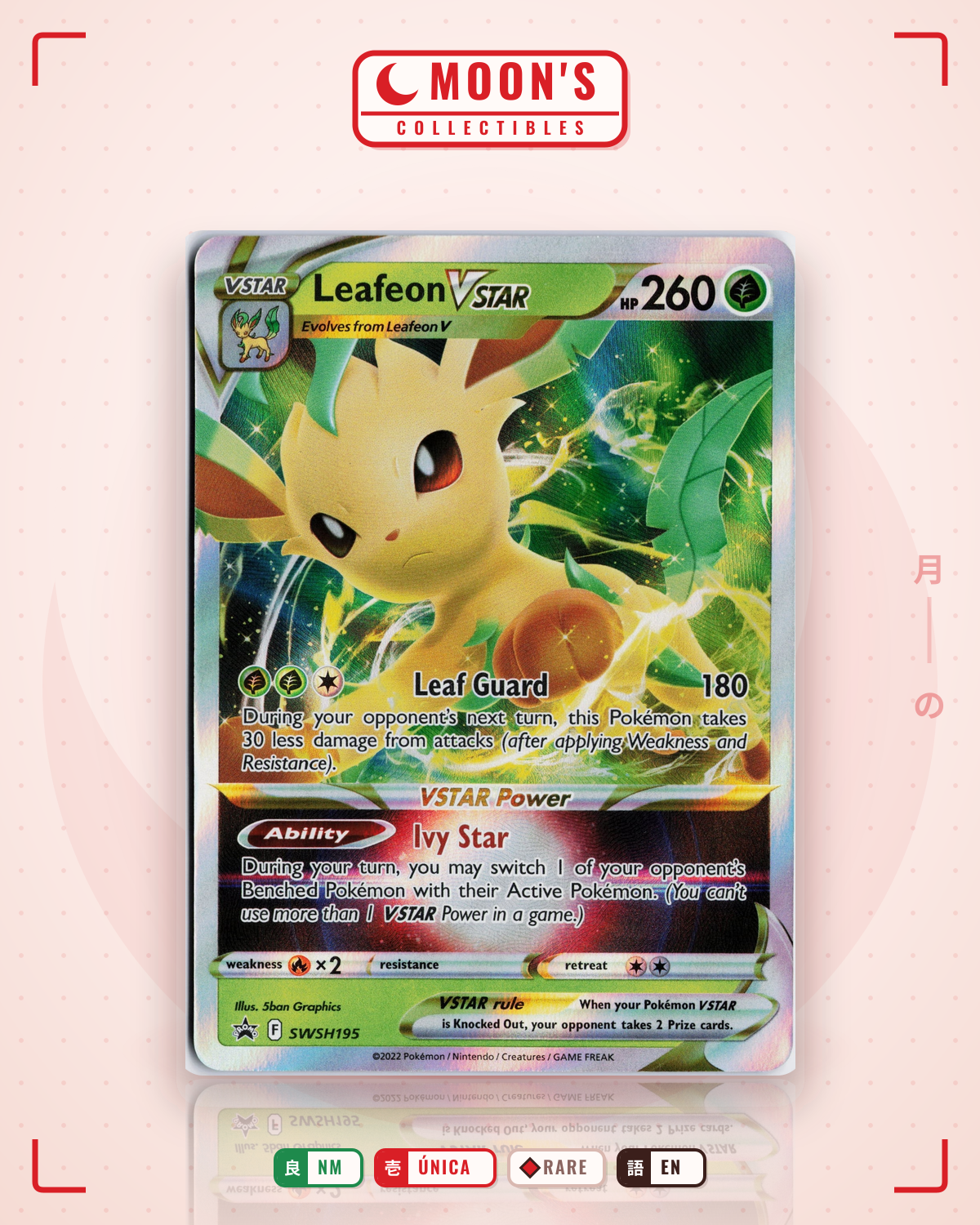 Carta Pokémon Leafeon VSTAR · SWSH Black Star Promos #SWSH195 (NM) — pieza única en Moon's Collectibles México