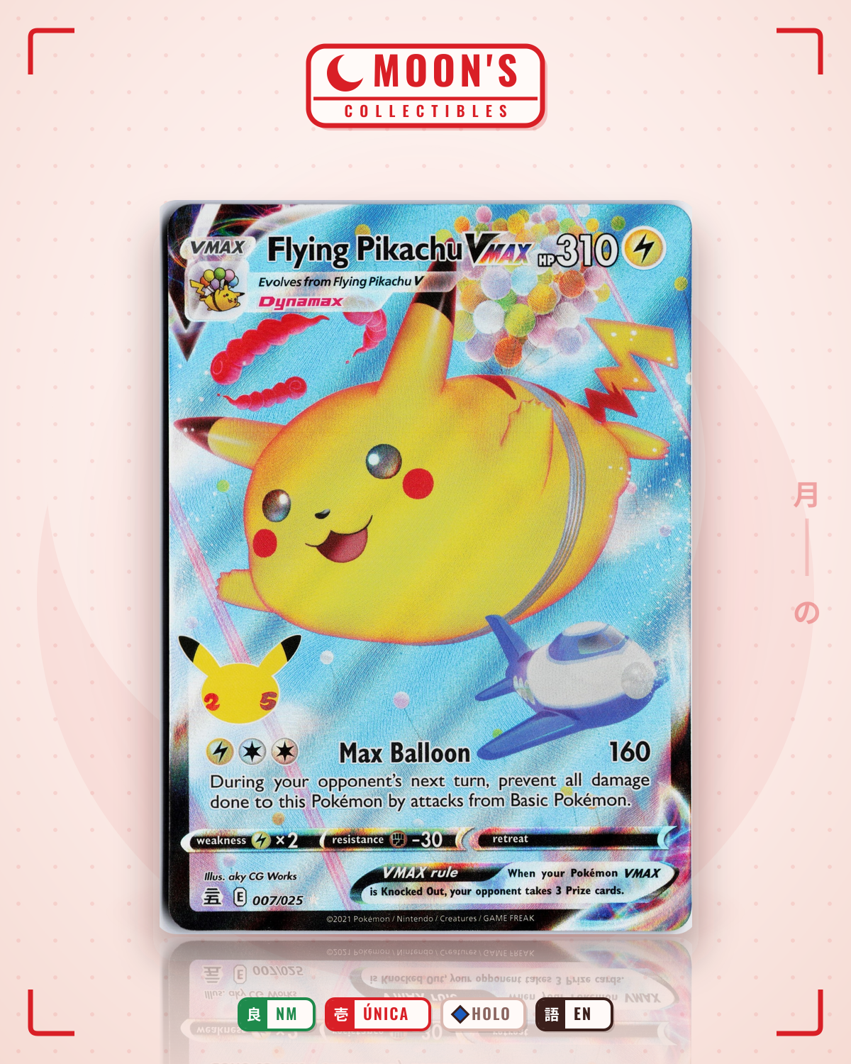Carta Pokémon Flying Pikachu VMAX · Celebrations #7 (NM) — pieza única en Moon's Collectibles México
