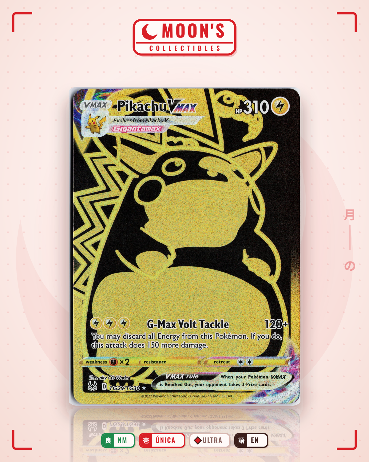 Carta Pokémon Pikachu VMAX · Lost Origin Trainer Gallery #TG29/TG30 (NM) — pieza única en Moon's Collectibles México