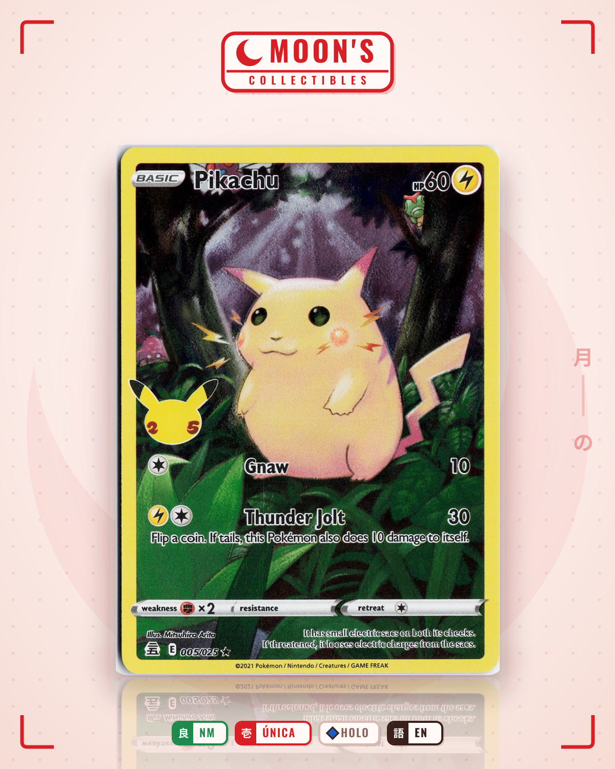 Carta Pokémon Pikachu · Celebrations #5 (NM) — pieza única en Moon's Collectibles México