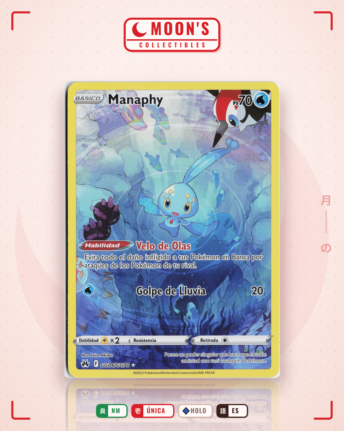 Carta Pokémon Manaphy · Crown Zenith Galarian Gallery #GG06/GG70 (NM) — pieza única en Moon's Collectibles México