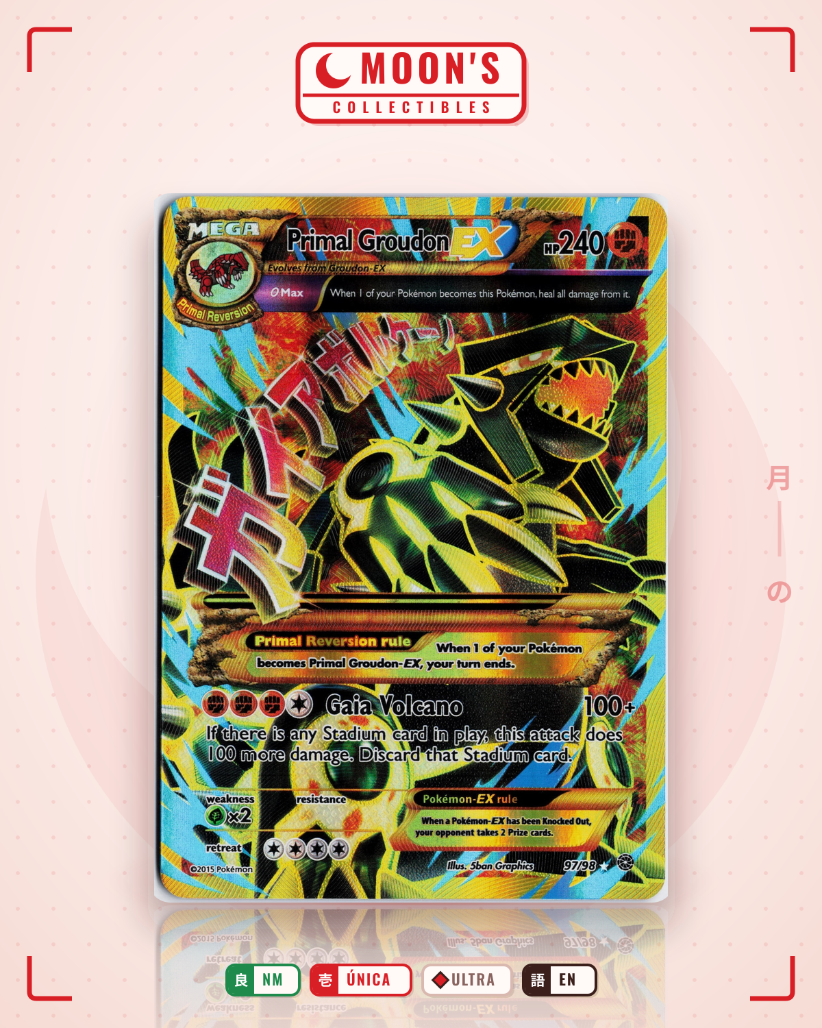 Carta Pokémon Primal Groudon-EX · Ancient Origins #97/98 (NM) — pieza única en Moon's Collectibles México