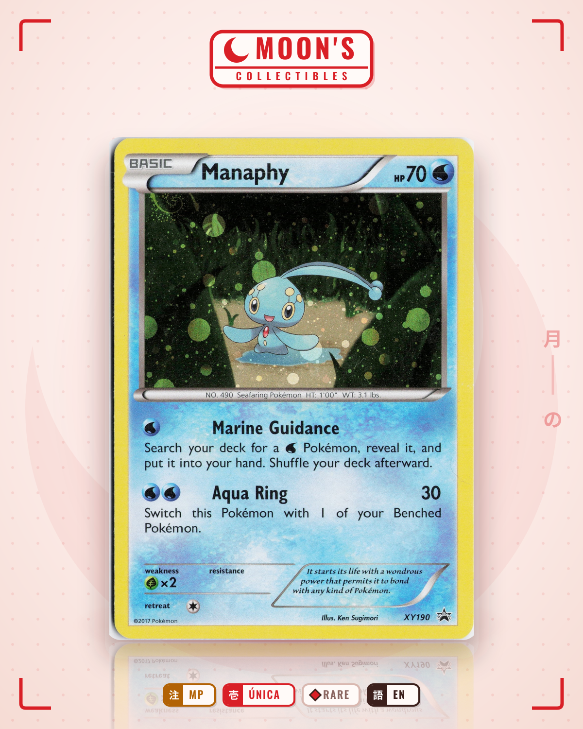 Carta Pokémon Manaphy · XY Black Star Promos #XY190 (MP) — pieza única en Moon's Collectibles México