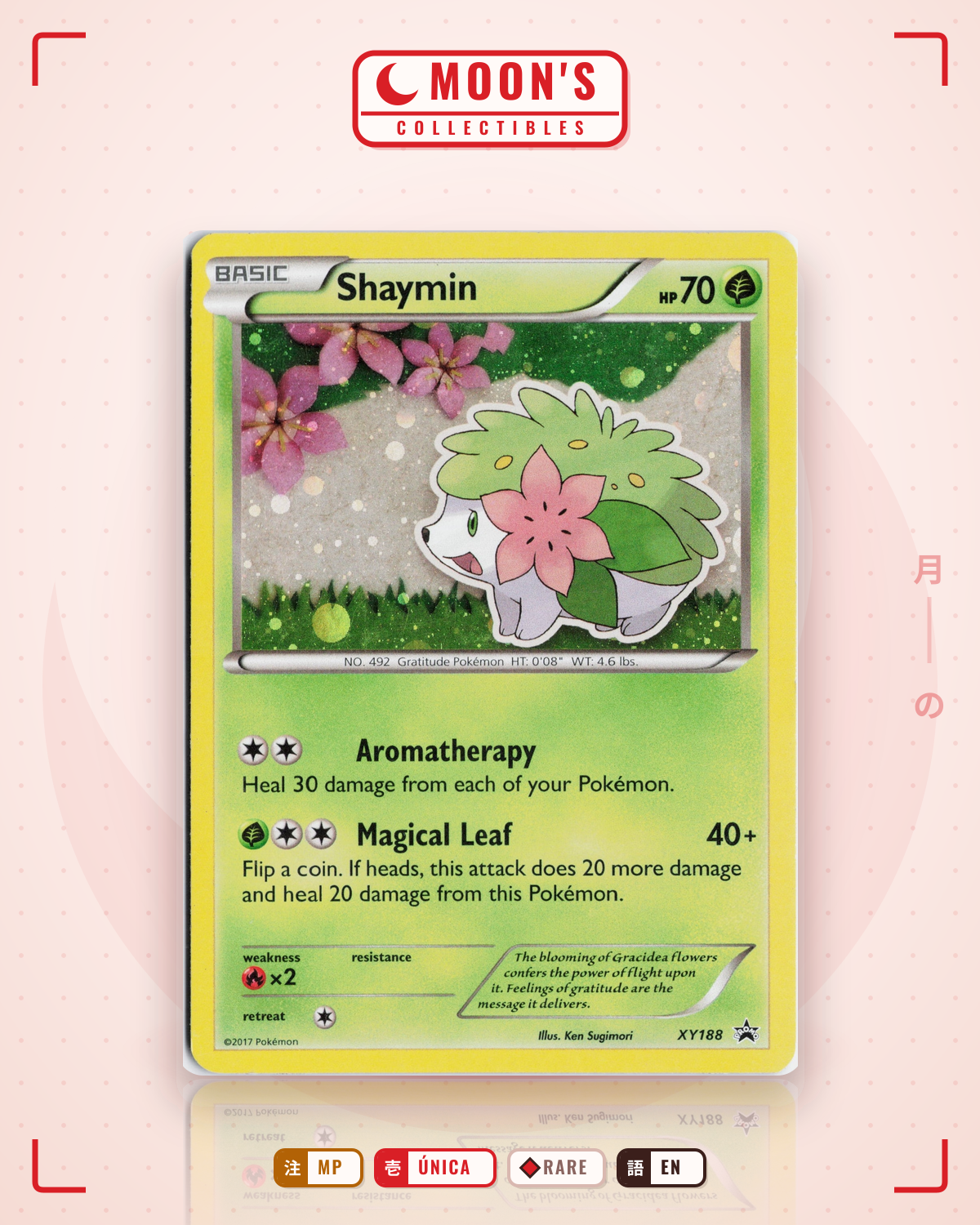 Carta Pokémon Shaymin · XY Black Star Promos #XY188 (MP) — pieza única en Moon's Collectibles México