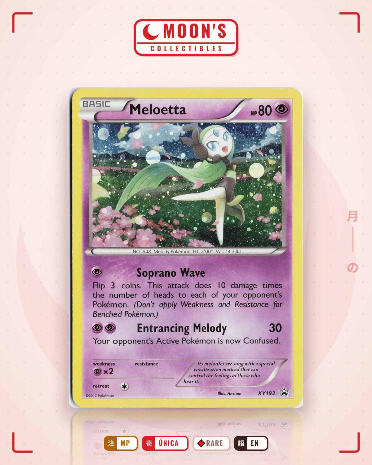 Carta Pokémon Meloetta · XY Black Star Promos #XY193 (MP) — pieza única en Moon's Collectibles México