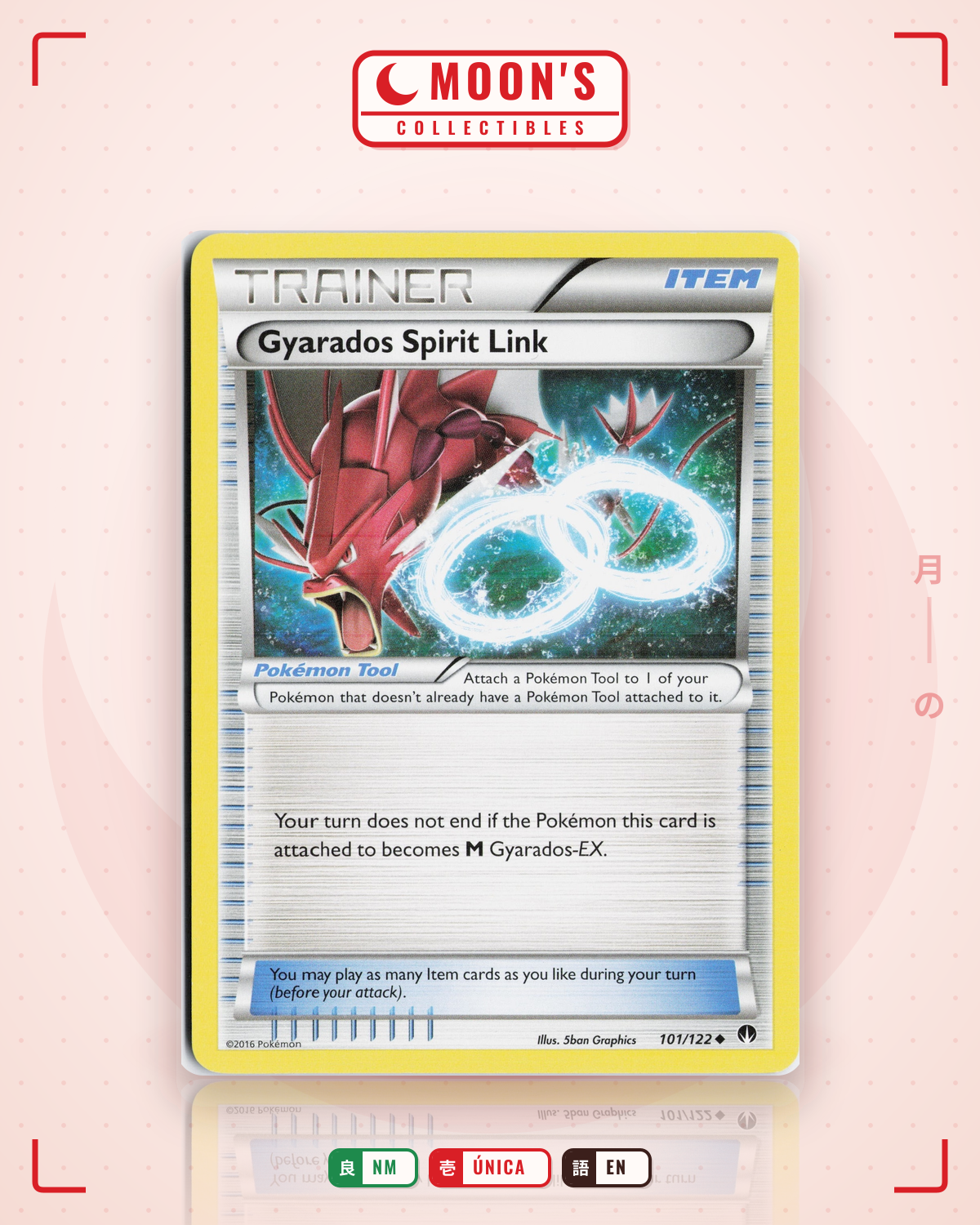 Carta Pokémon Gyarados Spirit Link · BREAKpoint #101/122 (NM) — pieza única en Moon's Collectibles México