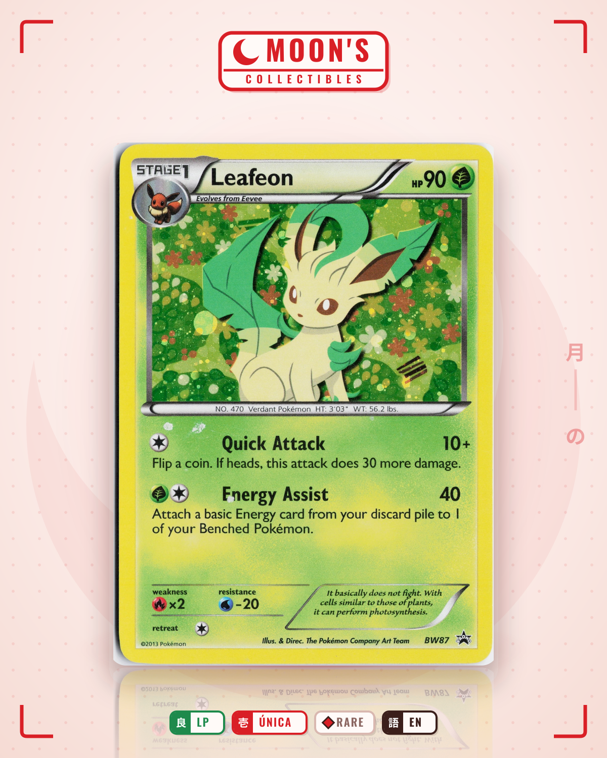 Carta Pokémon Leafeon · BW Black Star Promos #BW87 (LP) — pieza única en Moon's Collectibles México