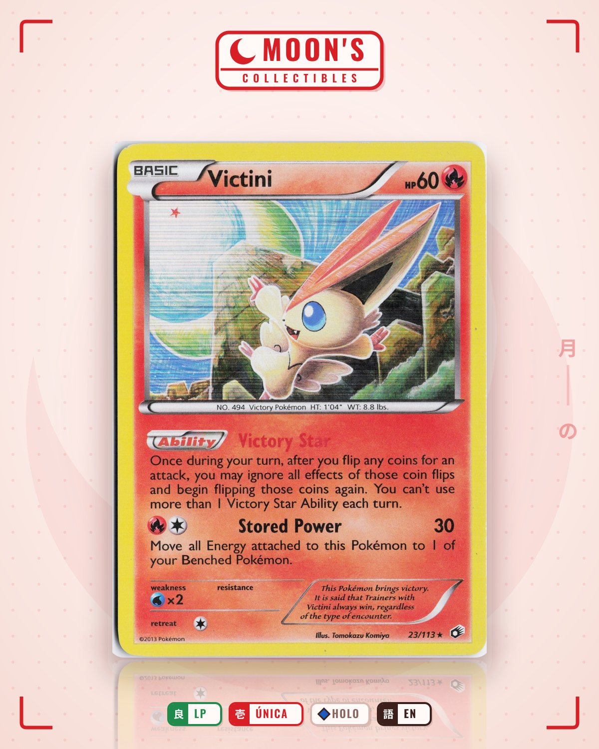 Carta Pokémon Victini · Legendary Treasures #23/113 (LP) — pieza única en Moon's Collectibles México